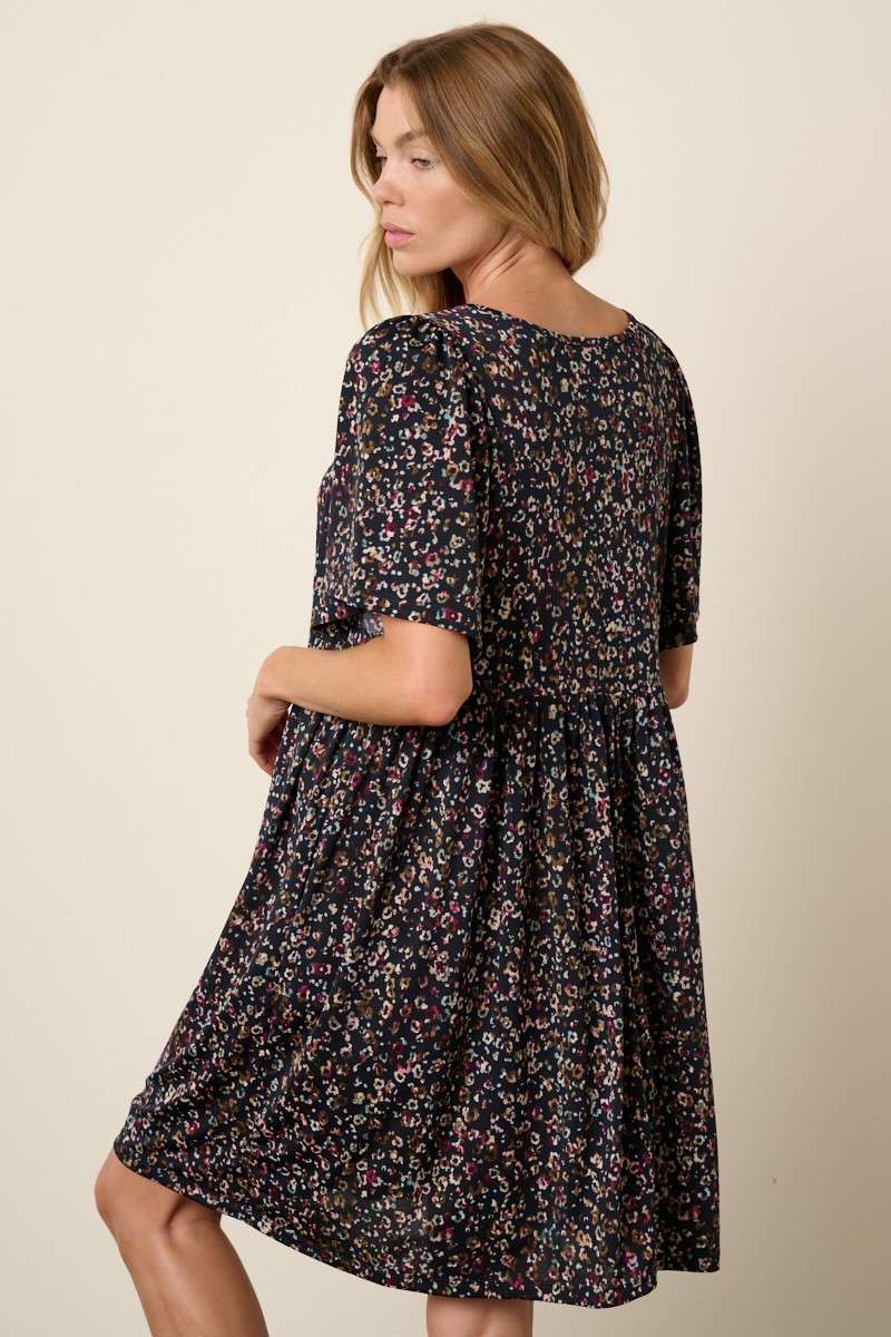 mittoshop - ANIMAL PRINT BABYDOLL MINI DRESS