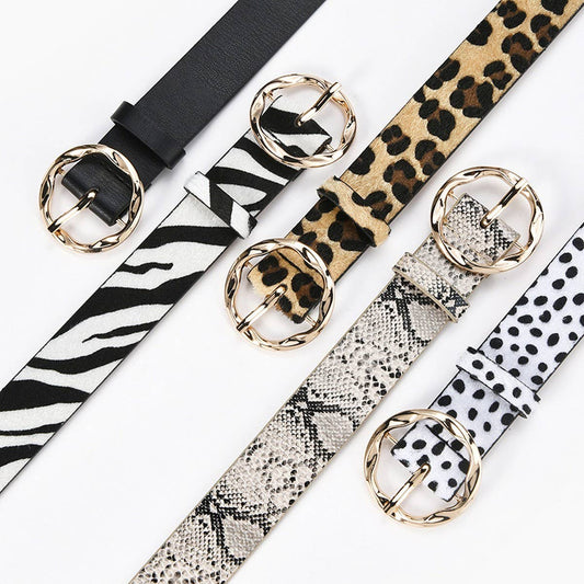 NINEXIS - CWABE0384_SNAKE PRINT LEOPARD ZEBRA PRINT MILK PRINT BELT