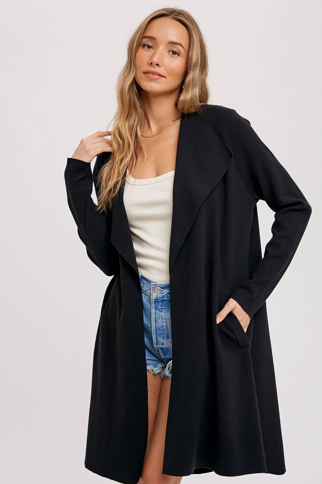 Bluivy - DRAPE COLLAR CARDIGAN