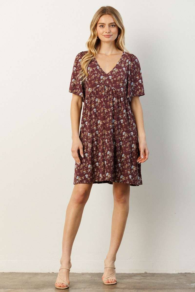 mittoshop - FLOWER PRINT BABYDOLL MINI DRESS