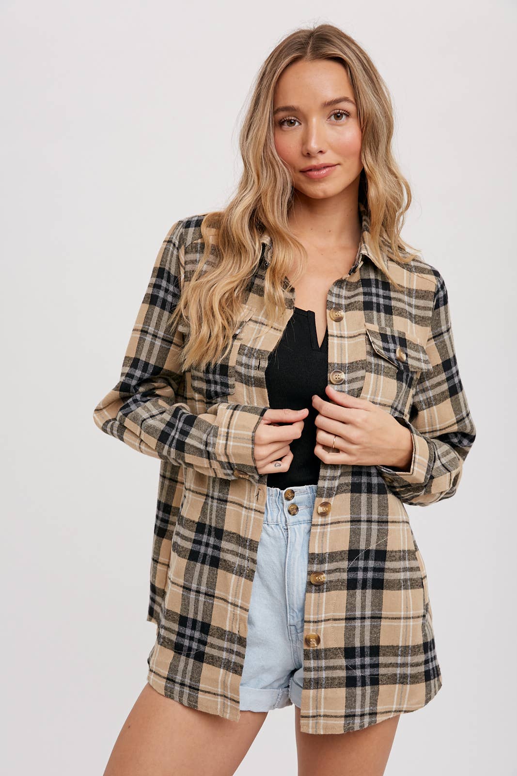 Bluivy - FLANNEL PLAID SHACKET