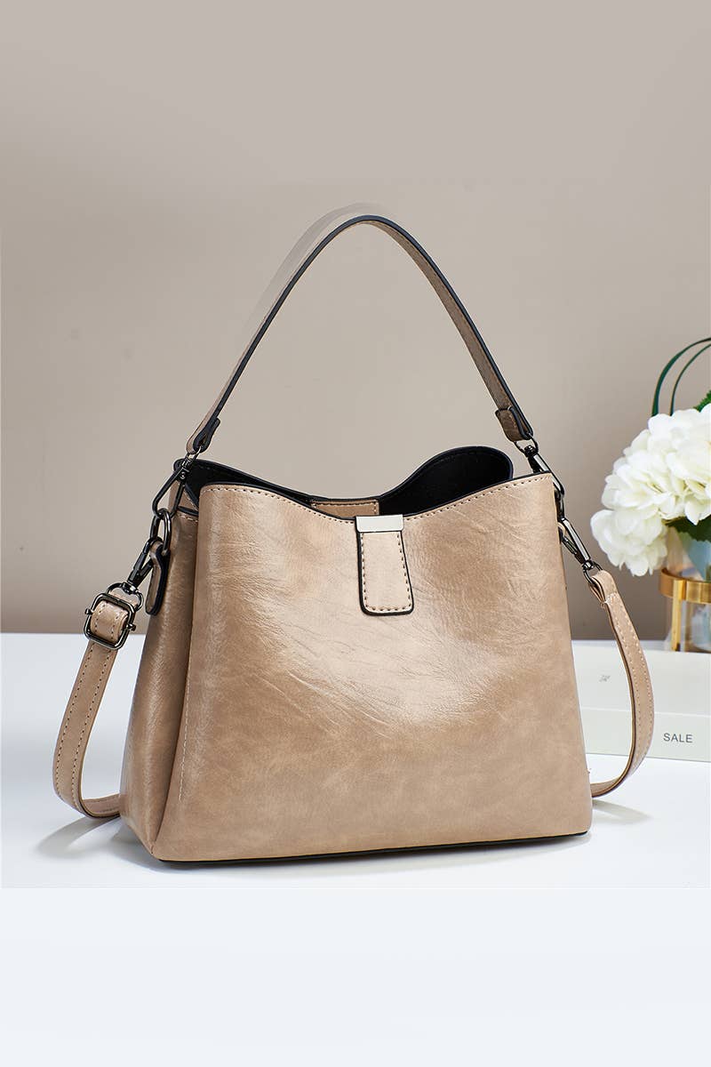 42POPS - ....SI-25642 VEGAN LEATHER BUCKET SHOULDER BAG