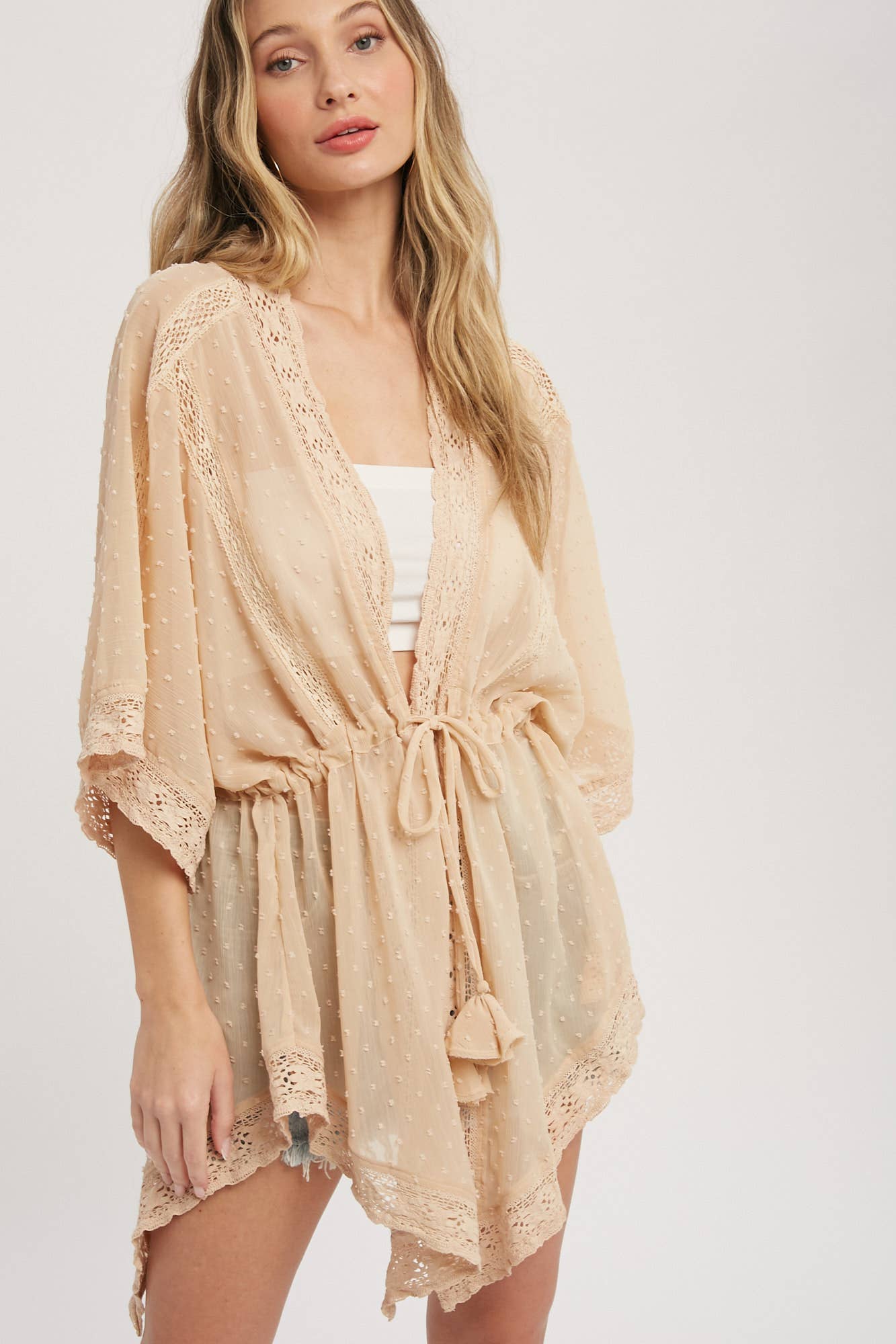 Bluivy - LACE TRIM KIMONO