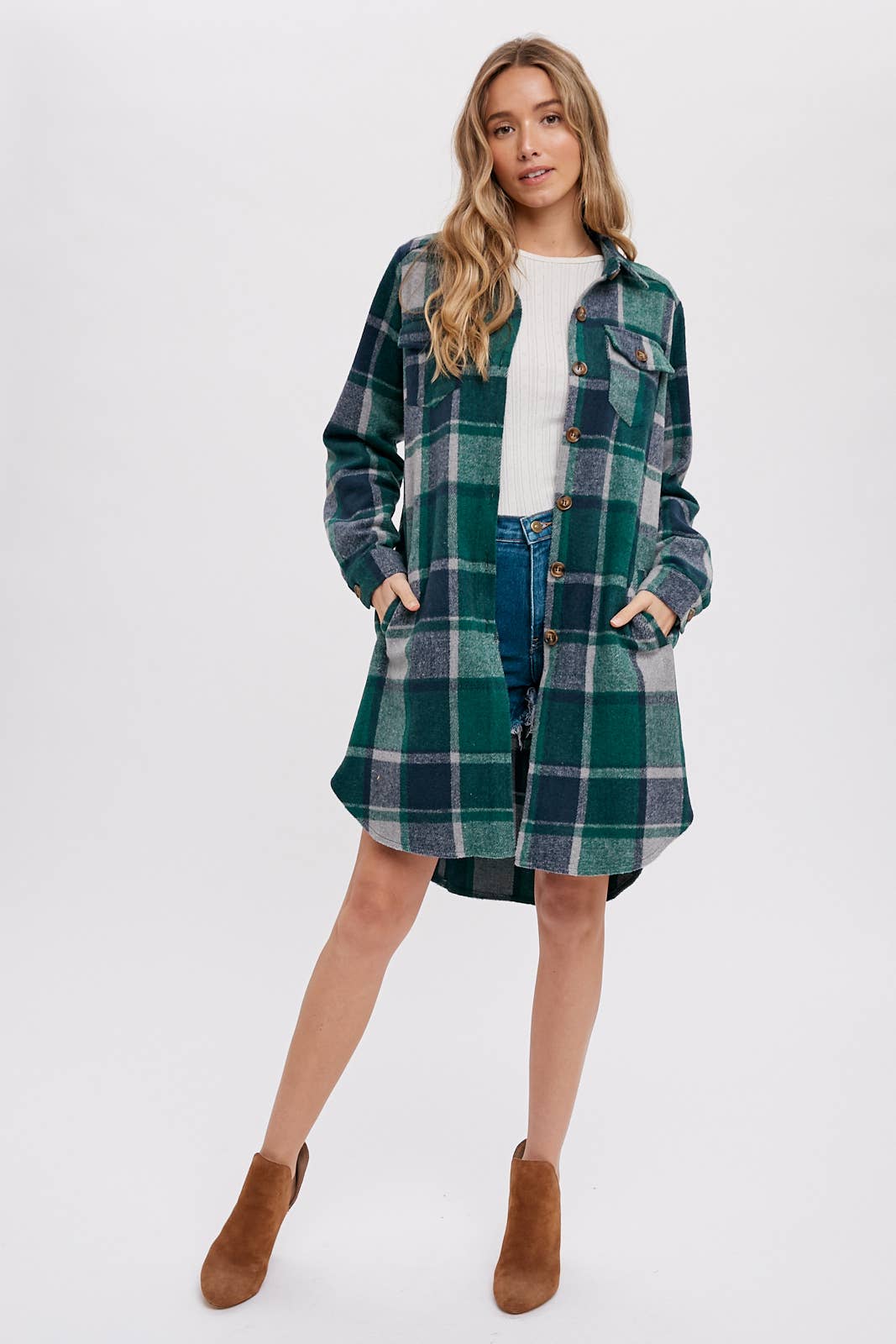 Bluivy - FLANNEL PLAID LONGLINE SHACKET