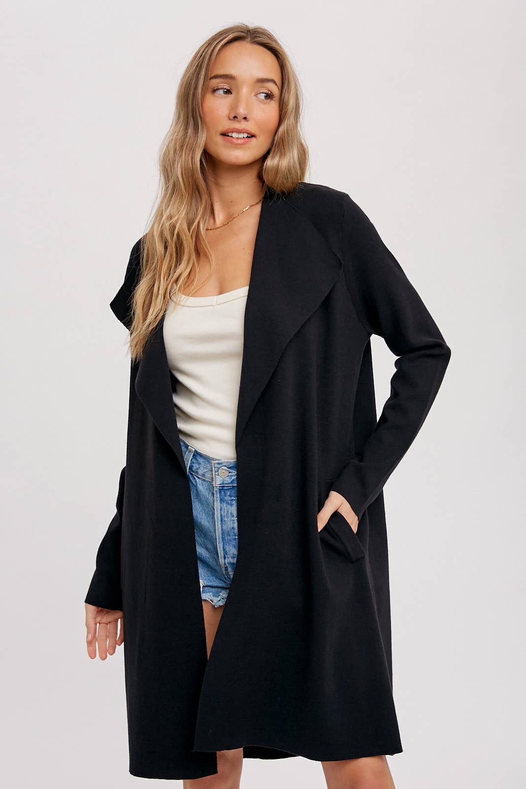 Bluivy - DRAPE COLLAR CARDIGAN