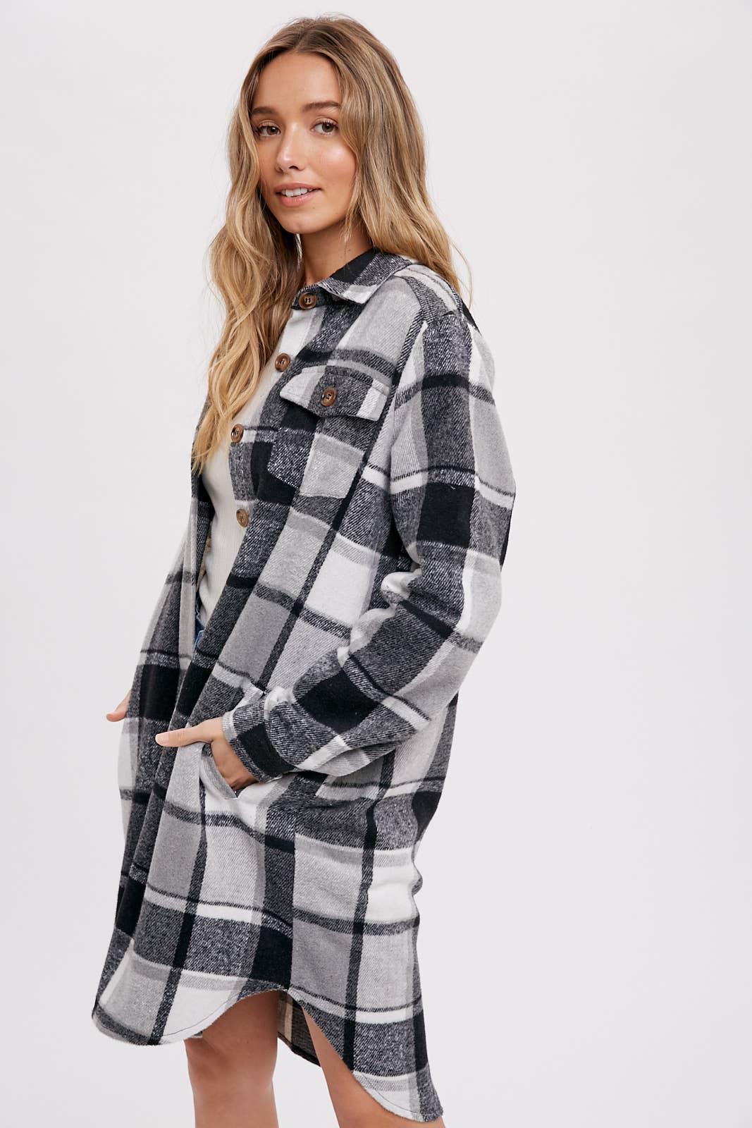 Bluivy - FLANNEL PLAID LONGLINE SHACKET