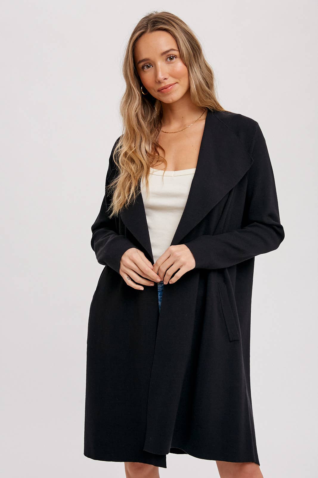 Bluivy - DRAPE COLLAR CARDIGAN
