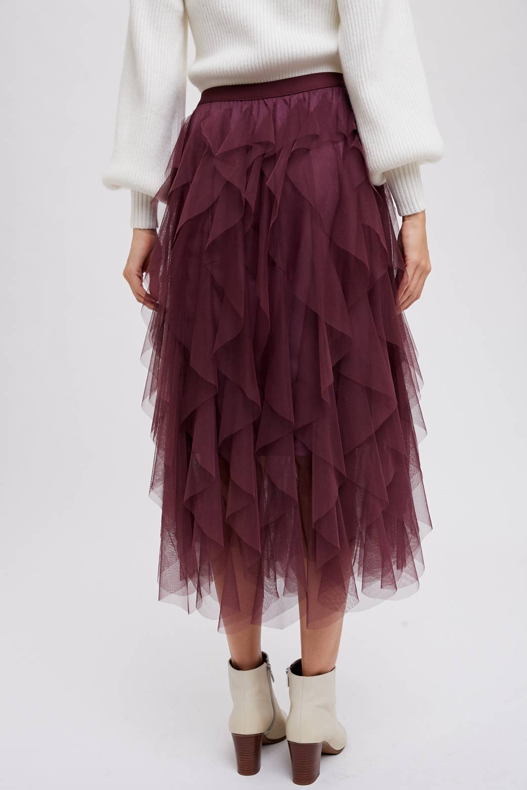 Bluivy - SPRIAL RUFFLED TULLE MIDI SKIRT