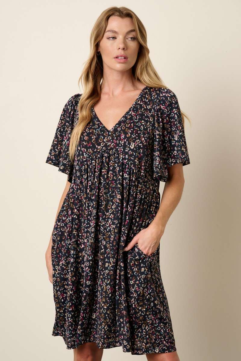 mittoshop - ANIMAL PRINT BABYDOLL MINI DRESS