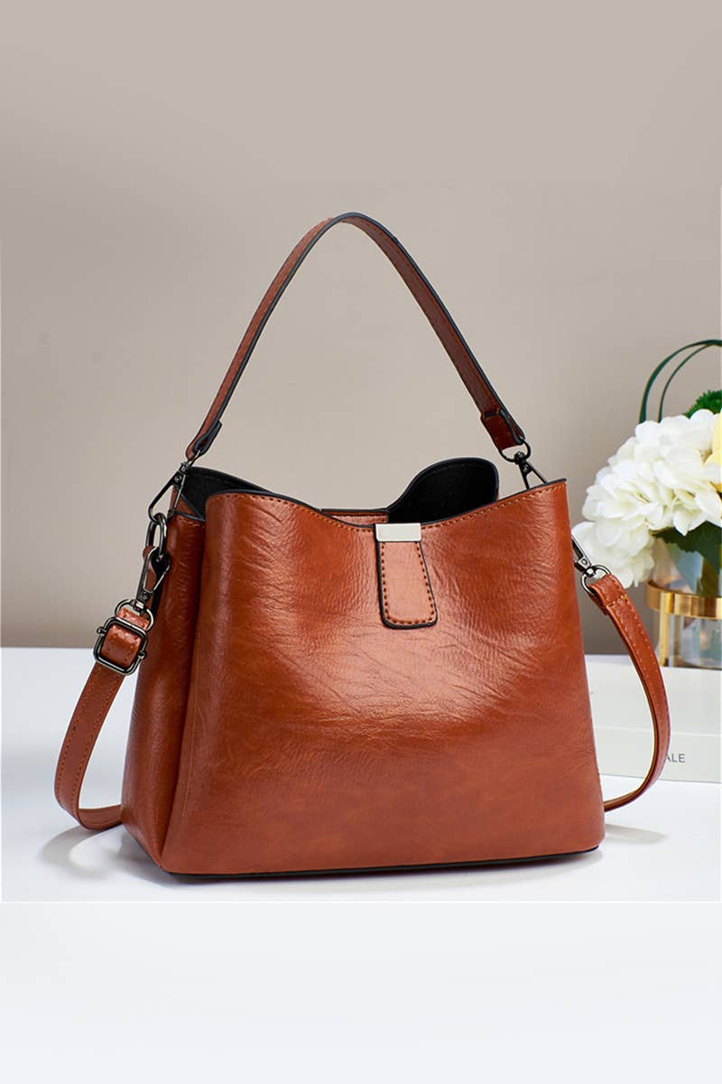 42POPS - ....SI-25642 VEGAN LEATHER BUCKET SHOULDER BAG