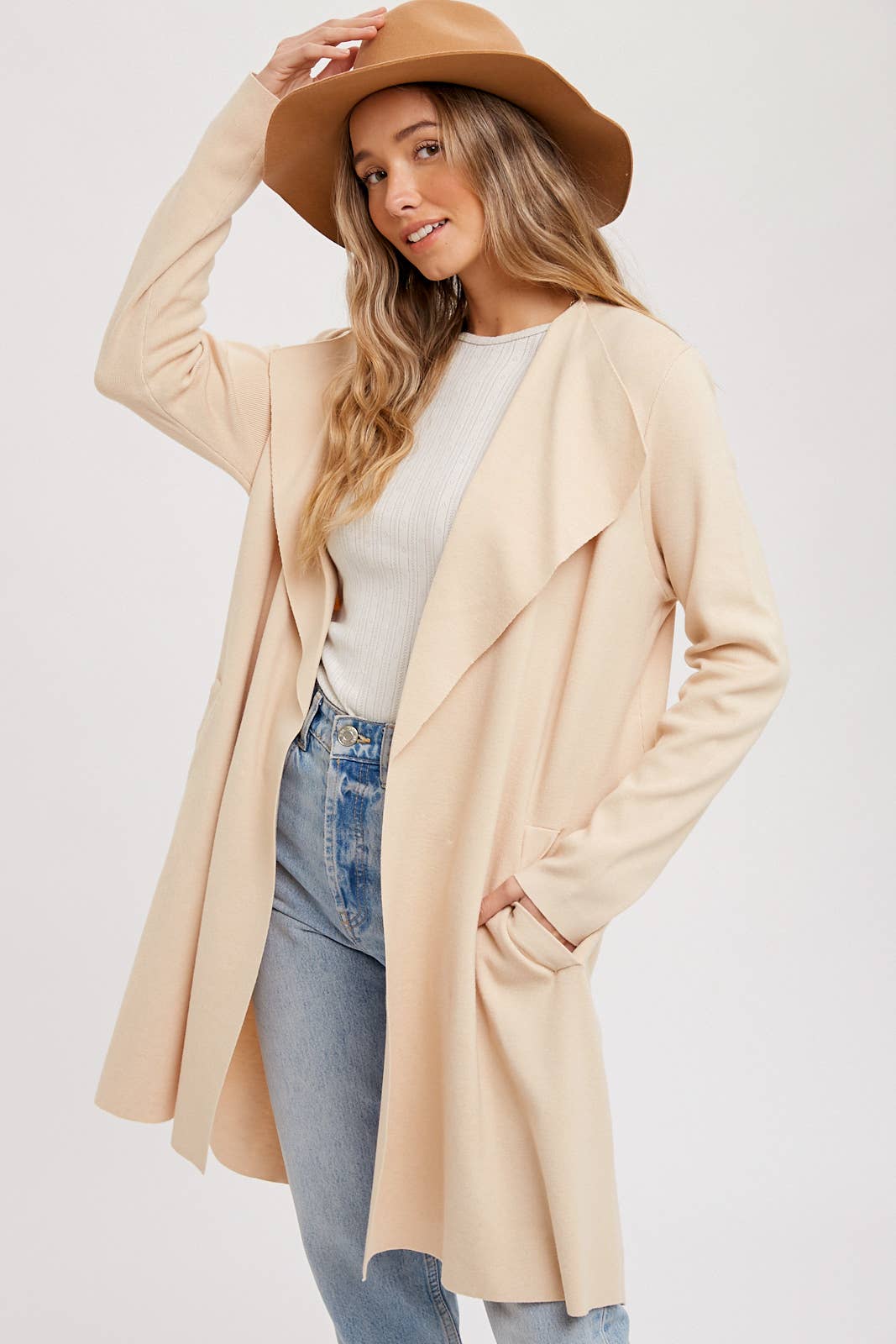 Bluivy - DRAPE COLLAR CARDIGAN