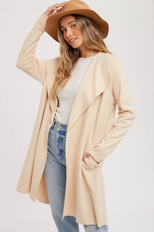 Bluivy - DRAPE COLLAR CARDIGAN
