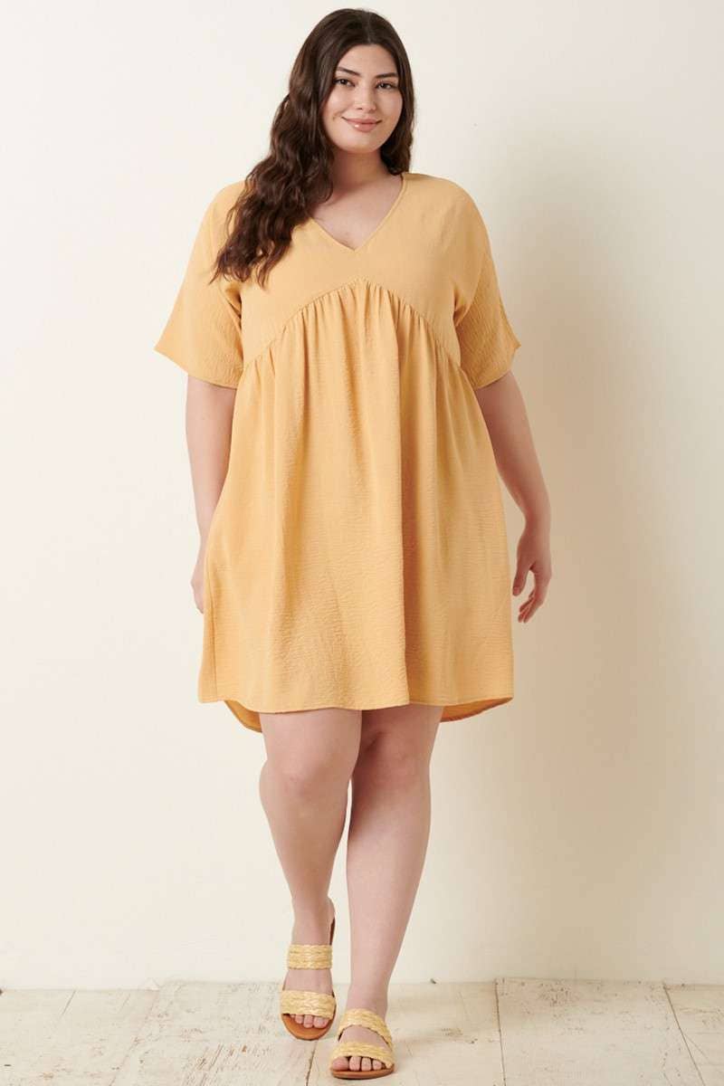 mittoshop - H42498PL -PLUS AIRFLOW DOLMAN BABYDOLL DRESS