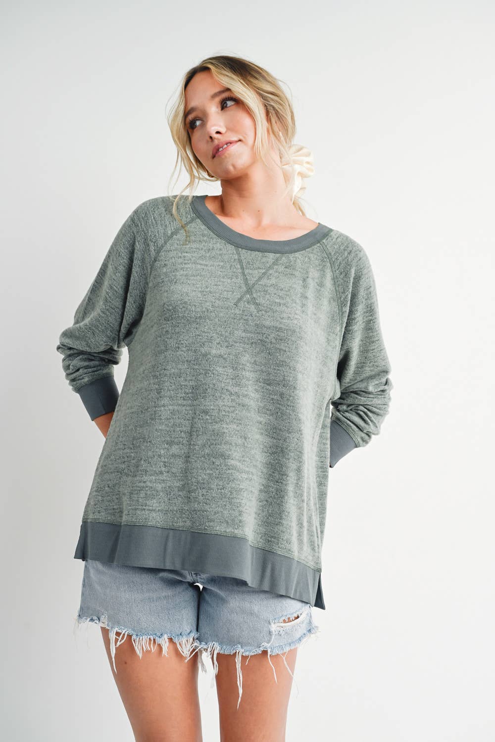 Bluivy - HEATHER CONTRAST SWEATSHIRT PULLOVER