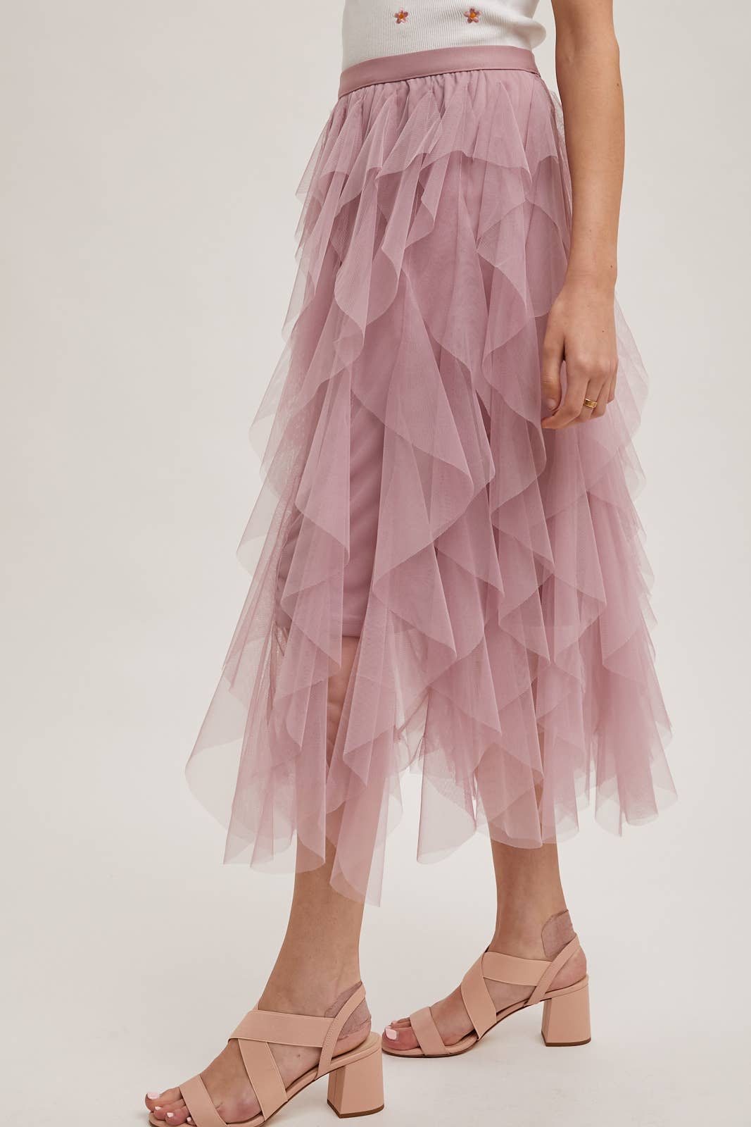 Bluivy - SPRIAL RUFFLED TULLE MIDI SKIRT