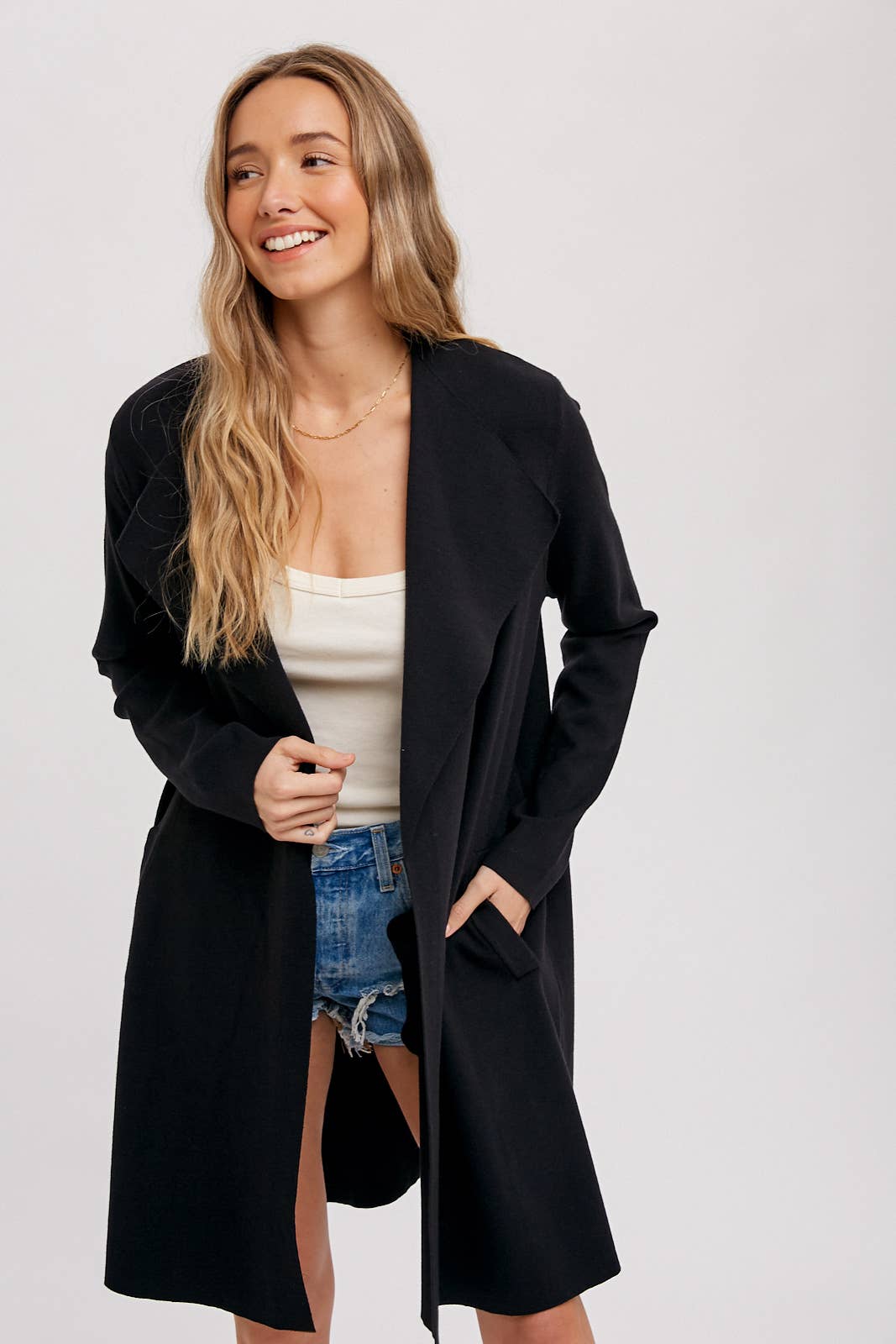 Bluivy - DRAPE COLLAR CARDIGAN