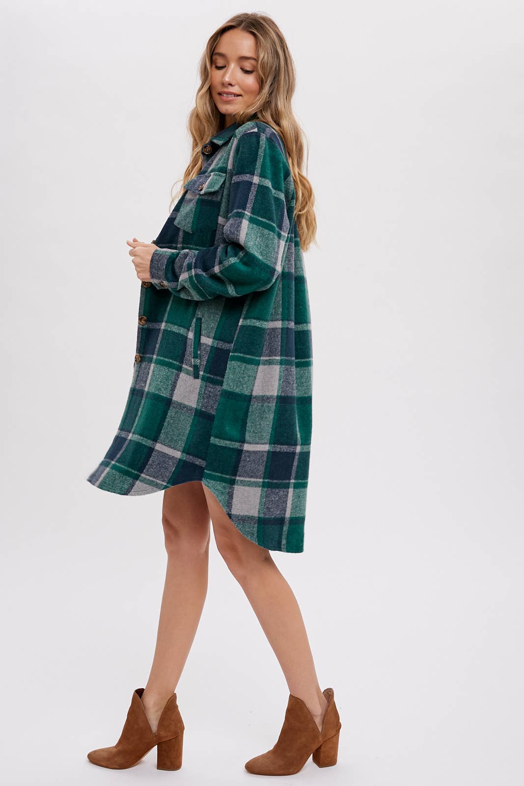 Bluivy - FLANNEL PLAID LONGLINE SHACKET