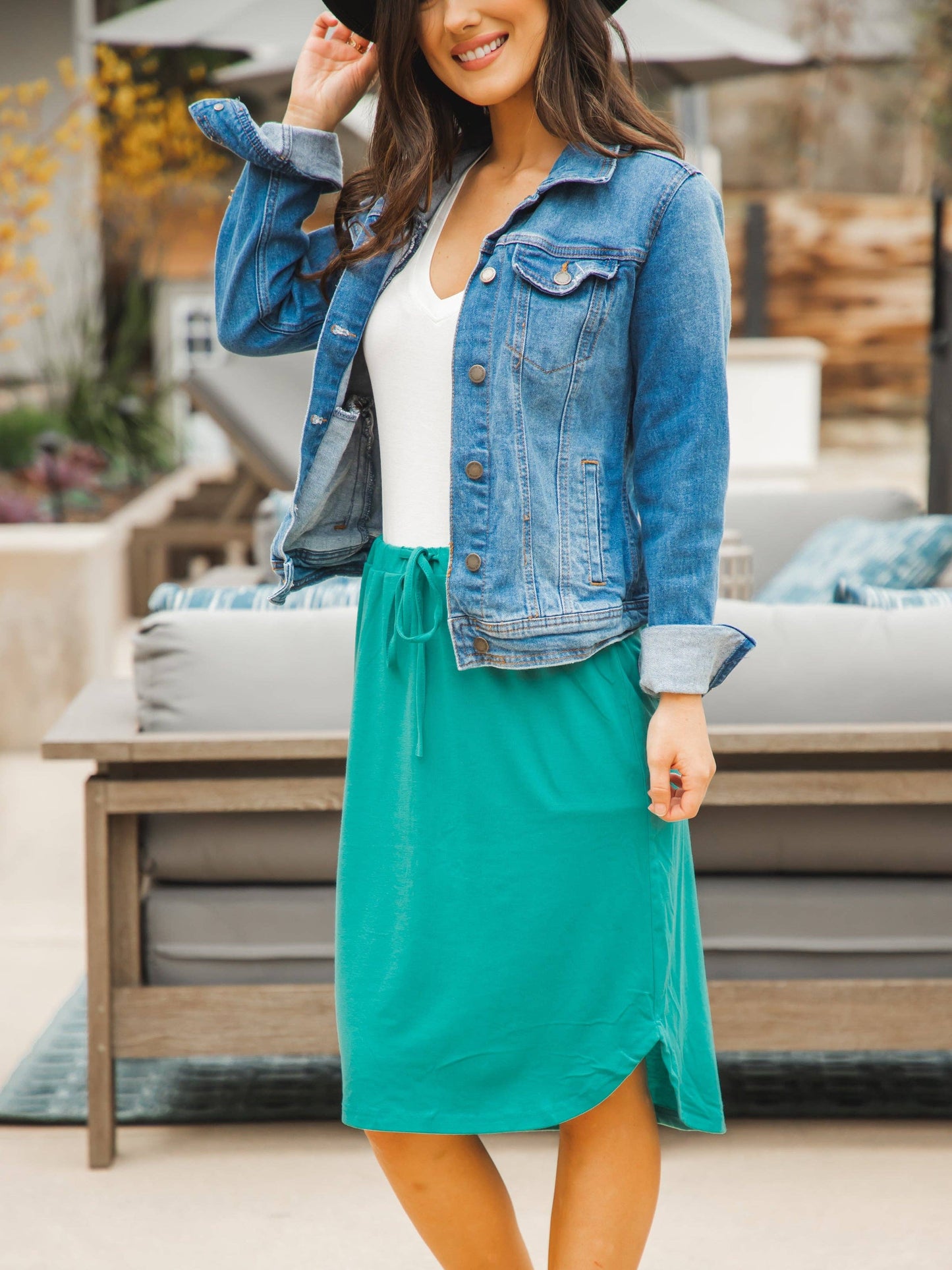 Tickled Teal - Spring Solid Weekend Skirt | S-3X