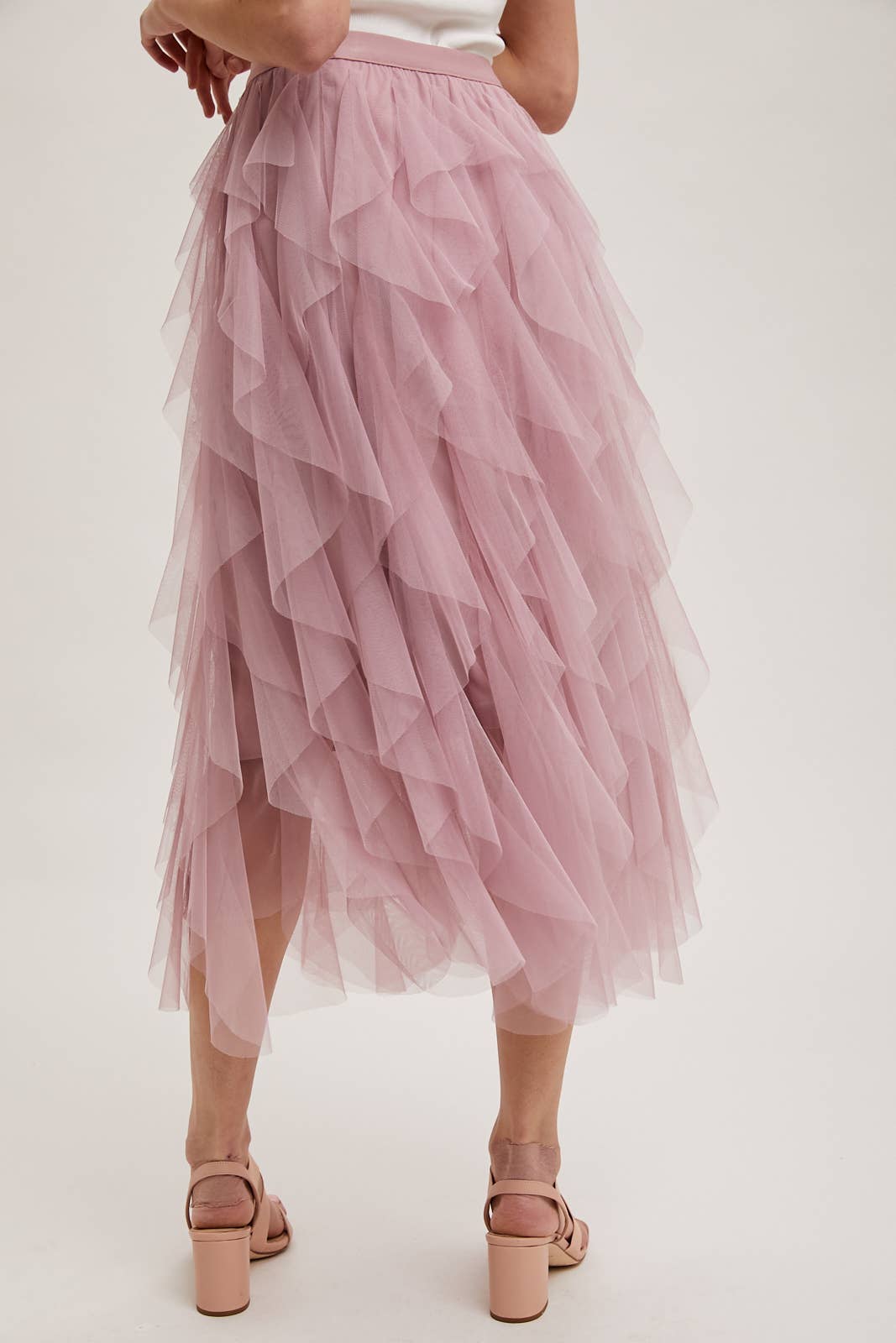 Bluivy - SPRIAL RUFFLED TULLE MIDI SKIRT