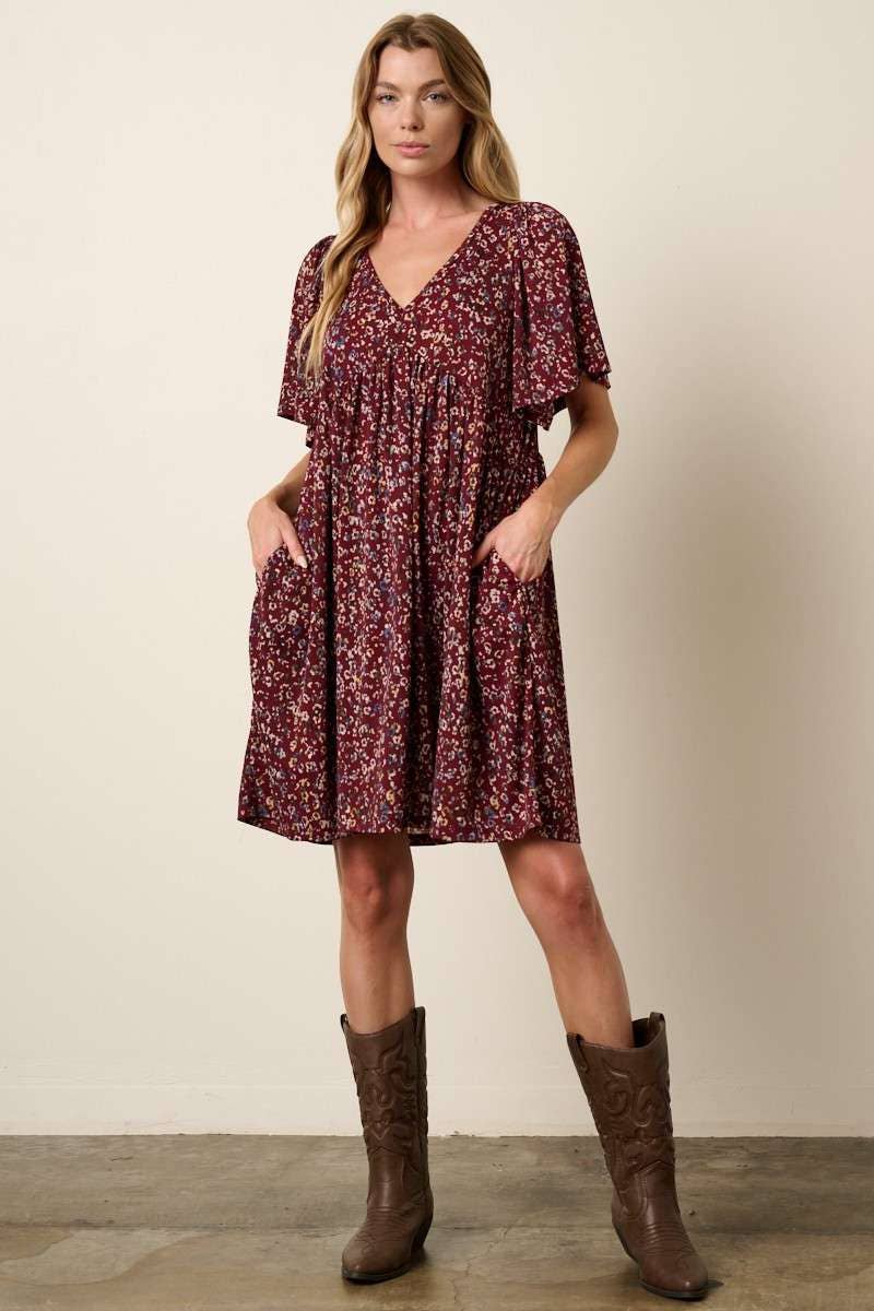 mittoshop - ANIMAL PRINT BABYDOLL MINI DRESS