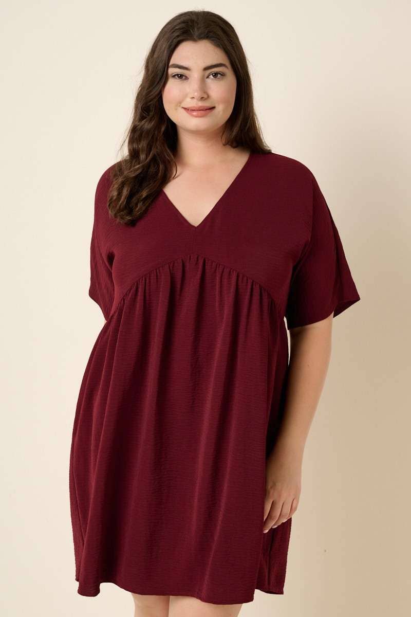 mittoshop - H42498PL -PLUS AIRFLOW DOLMAN BABYDOLL DRESS