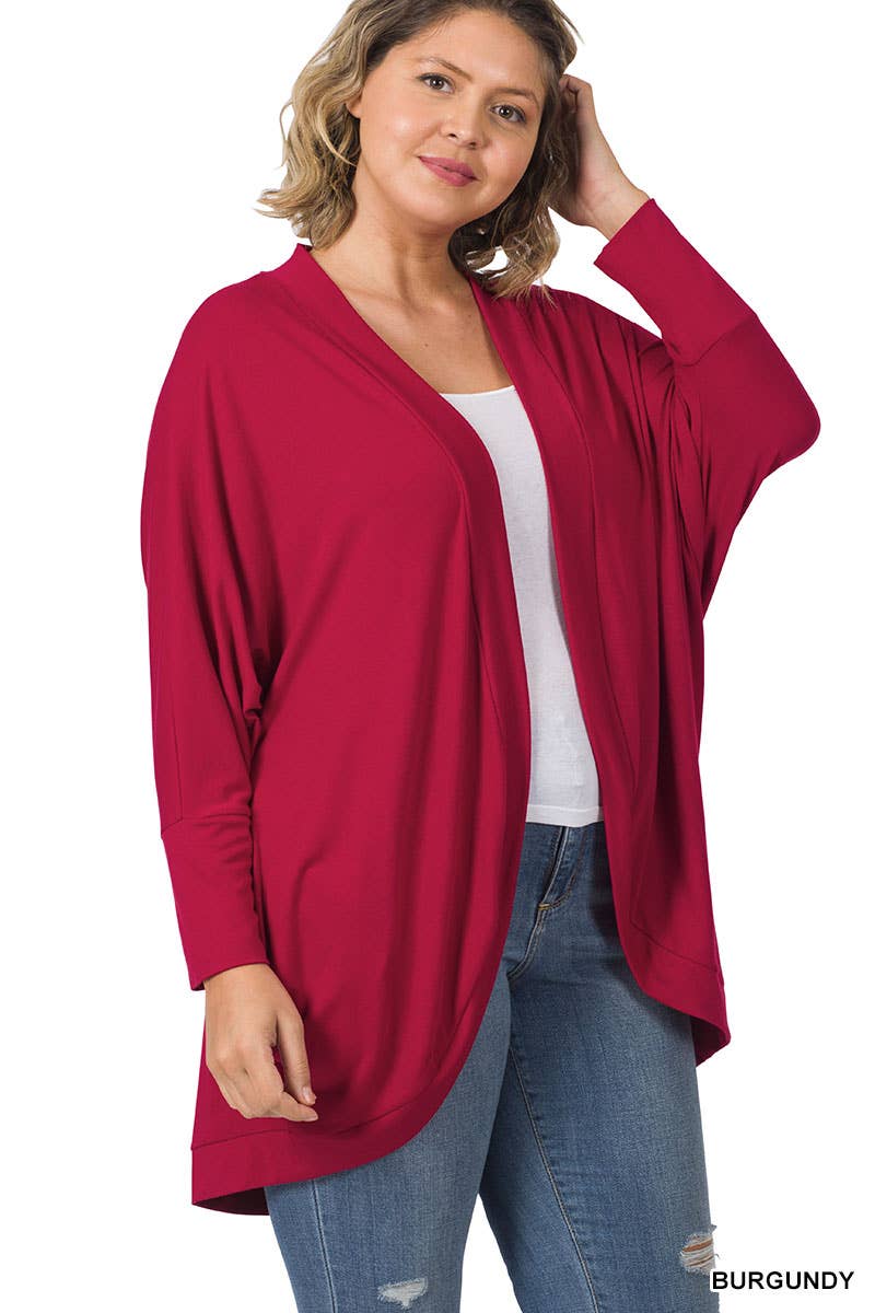 42POPS - ,, SI-13616 PLUS SIZE PREMIUM FABRIC 3/4 SLEEVE COCOON WRA