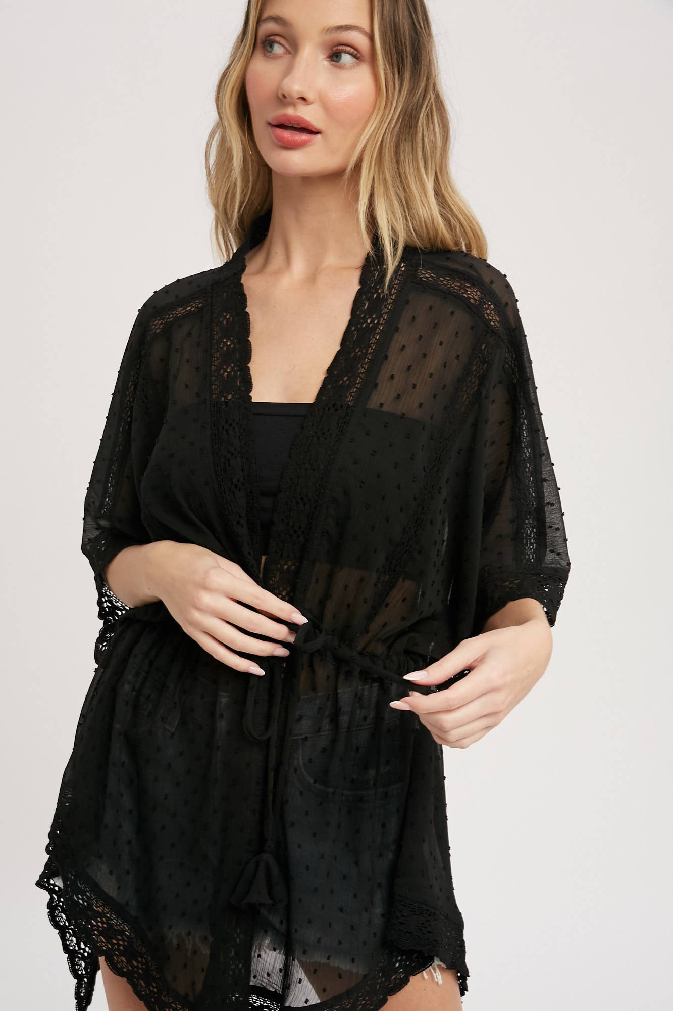 Bluivy - LACE TRIM KIMONO