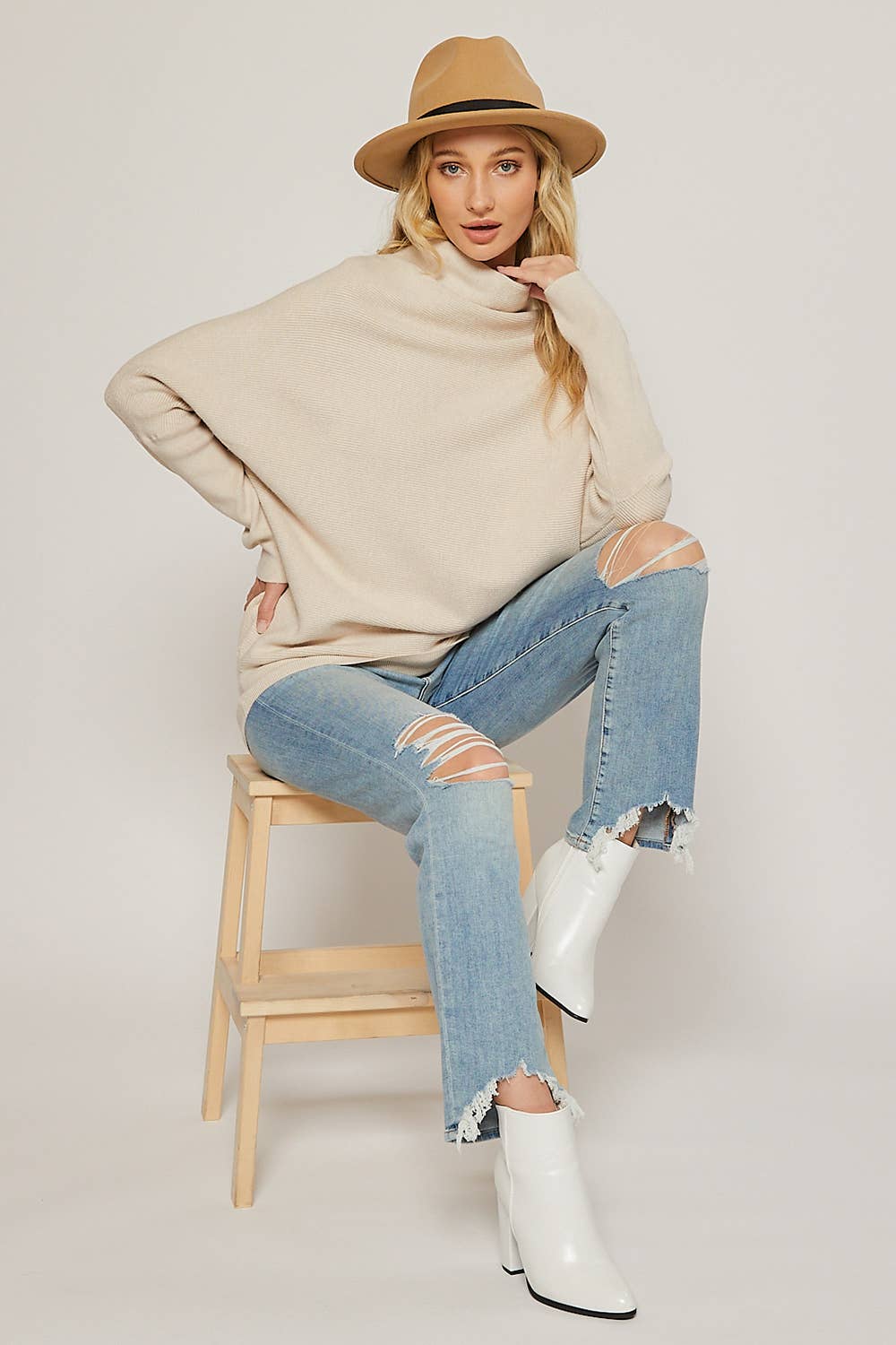 Bluivy - SLOUCH NECK DOLMAN PULLOVER SWEATER