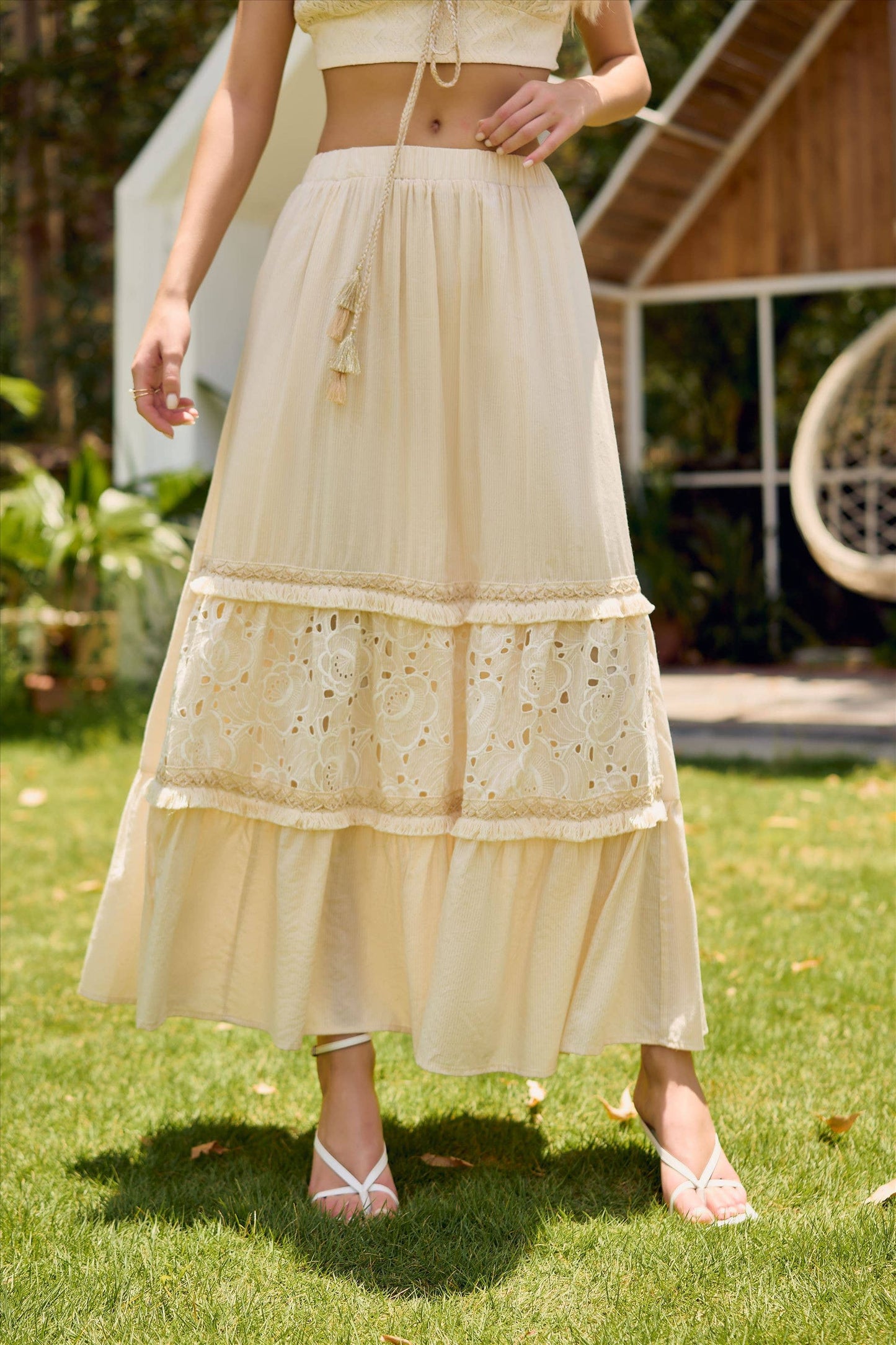 Julia Trading Inc - Boho Maxi Hippie Gypsy Skirt Floral Festival Skirt-E081B