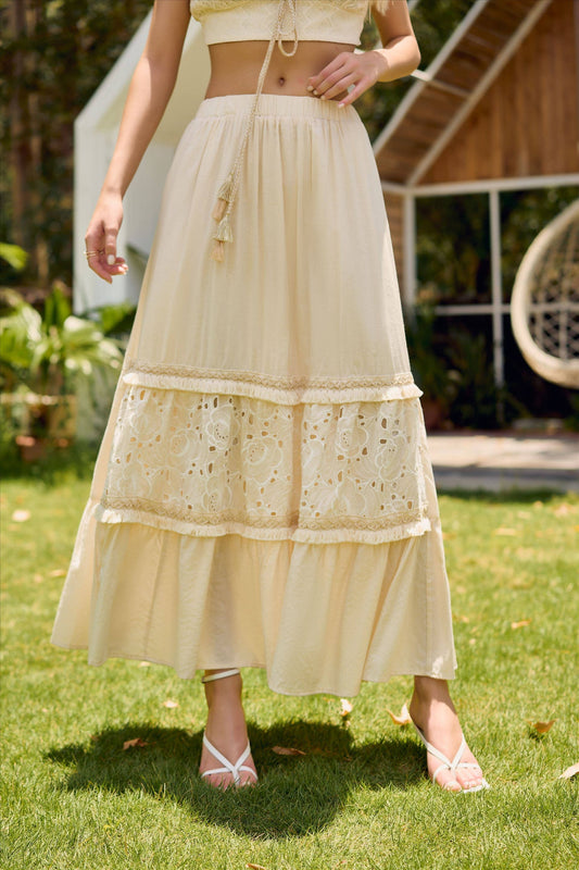 Julia Trading Inc - Boho Maxi Hippie Gypsy Skirt Floral Festival Skirt-E081B