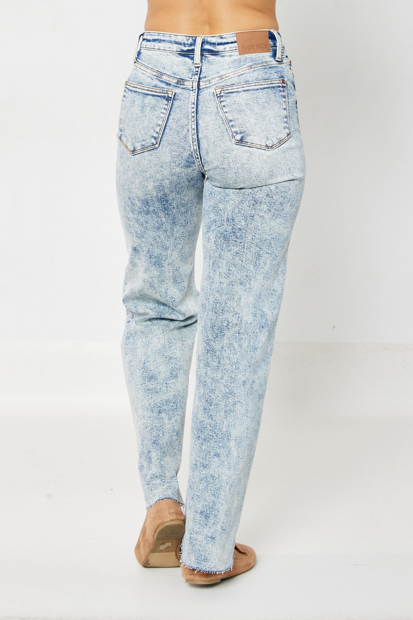 Judy Blue High Waist Mineral Wash Raw Hem Wide