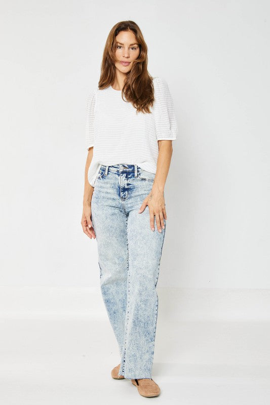 Judy Blue High Waist Mineral Wash Raw Hem Wide