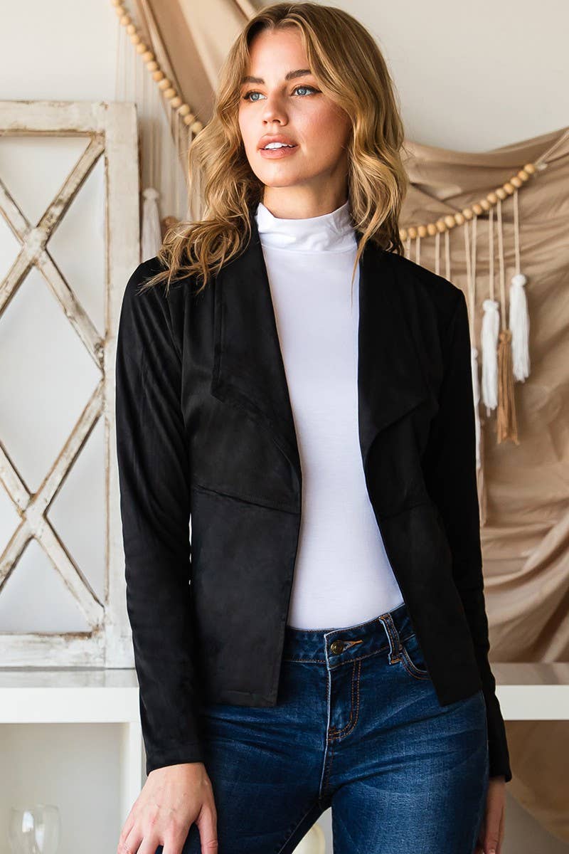 NINEXIS - CWOJA365-M_WATERFALL FAUX SUEDE OVER HIP LENGTH JACKET