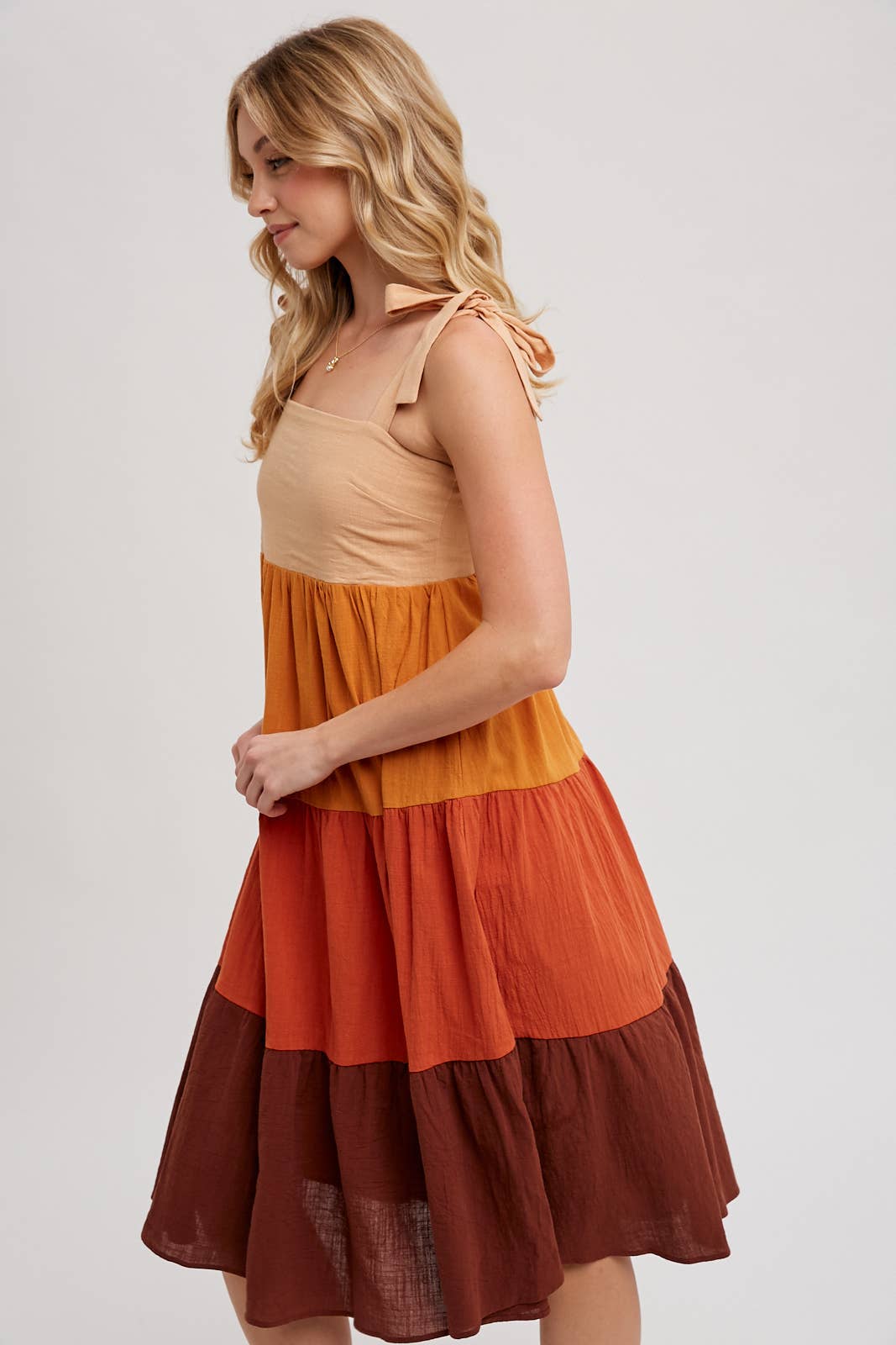 Bluivy - COLORBLOCK TIE-STRAP TIERED MIDI DRESS