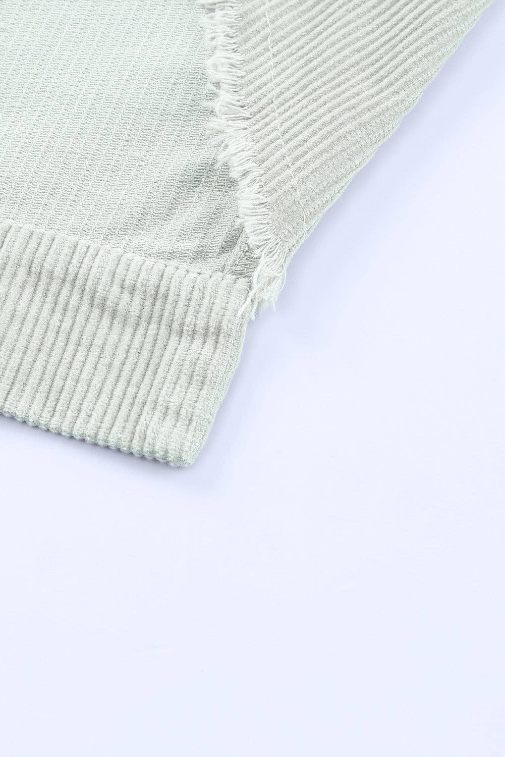 Lovesoft - Sky Blue Raw Hem Flap Pockets Cropped Corduroy Jacket