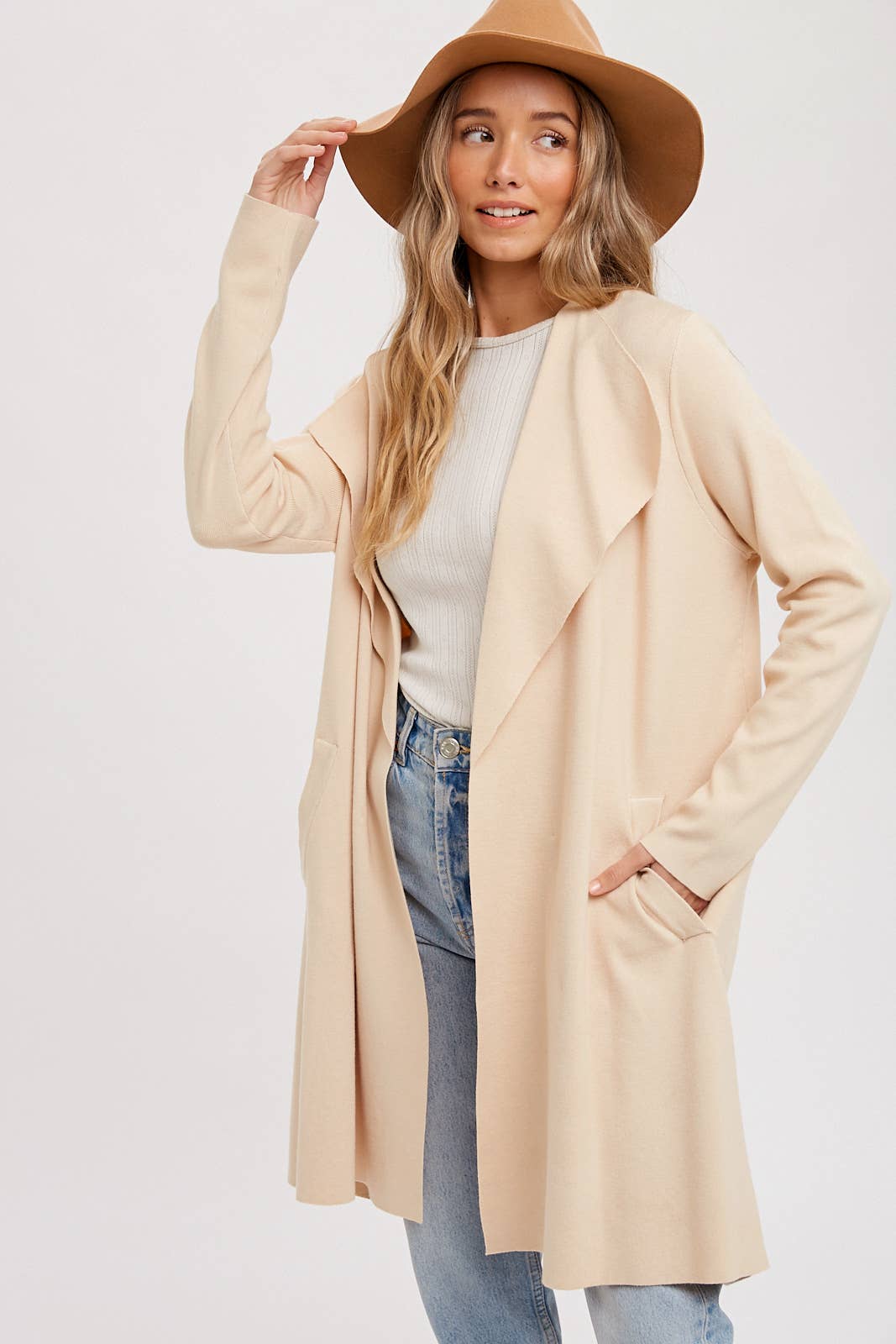 Bluivy - DRAPE COLLAR CARDIGAN