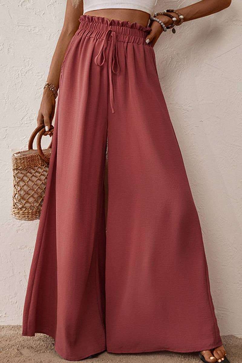 Lily Clothing - SOLID COLOR WIDE LEG FLARED PANTS_CWBLP0483