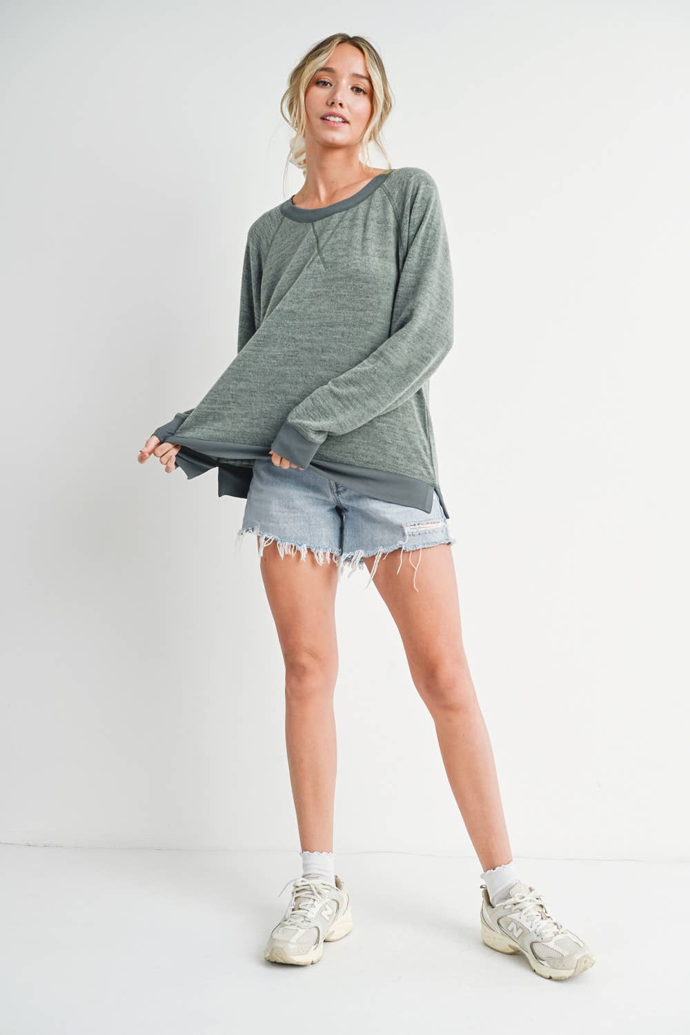 Bluivy - HEATHER CONTRAST SWEATSHIRT PULLOVER