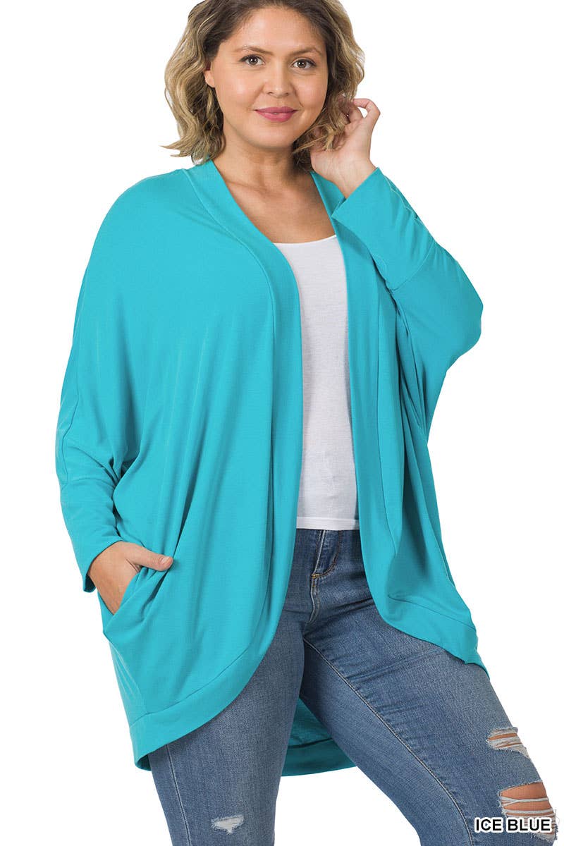42POPS - ,, SI-13616 PLUS SIZE PREMIUM FABRIC 3/4 SLEEVE COCOON WRA