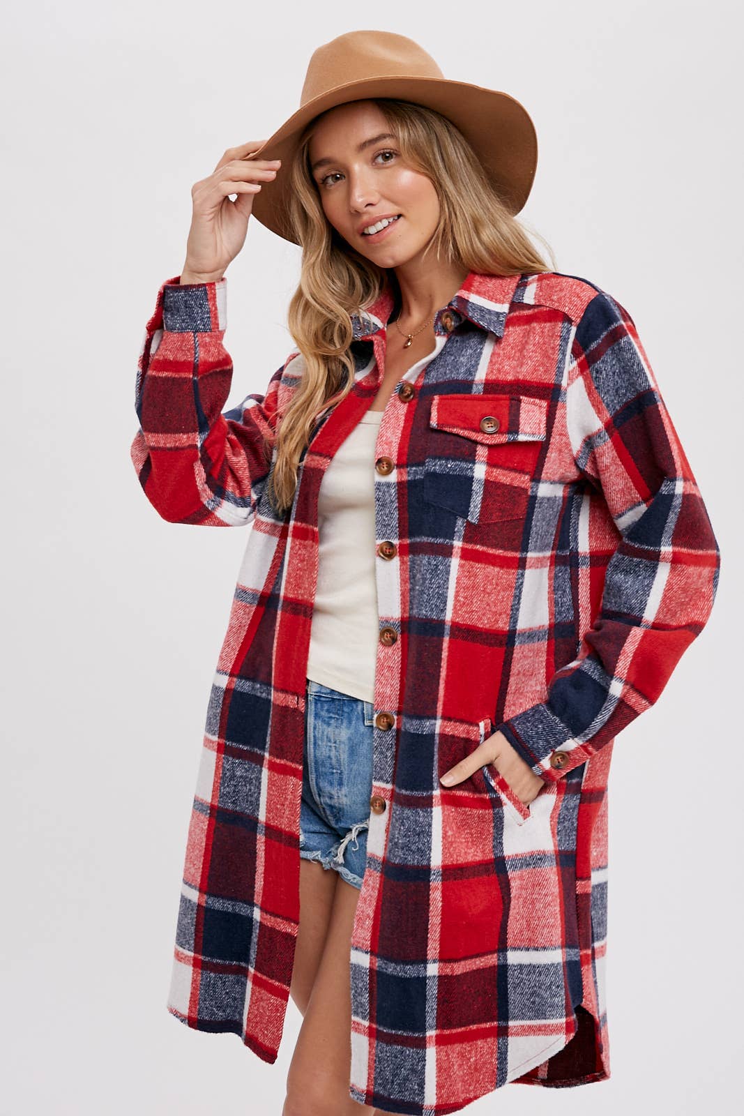 Bluivy - FLANNEL PLAID LONGLINE SHACKET