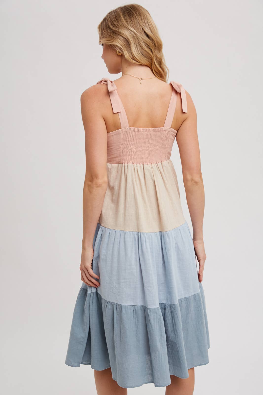Bluivy - COLORBLOCK TIE-STRAP TIERED MIDI DRESS