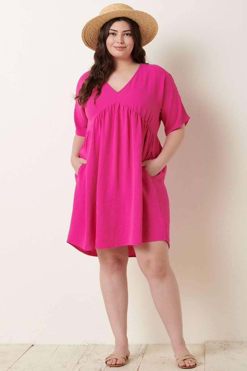 mittoshop - H42498PL -PLUS AIRFLOW DOLMAN BABYDOLL DRESS
