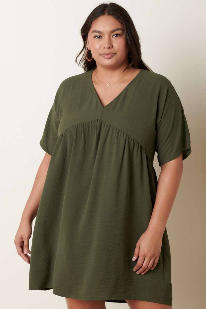 mittoshop - H42498PL -PLUS AIRFLOW DOLMAN BABYDOLL DRESS
