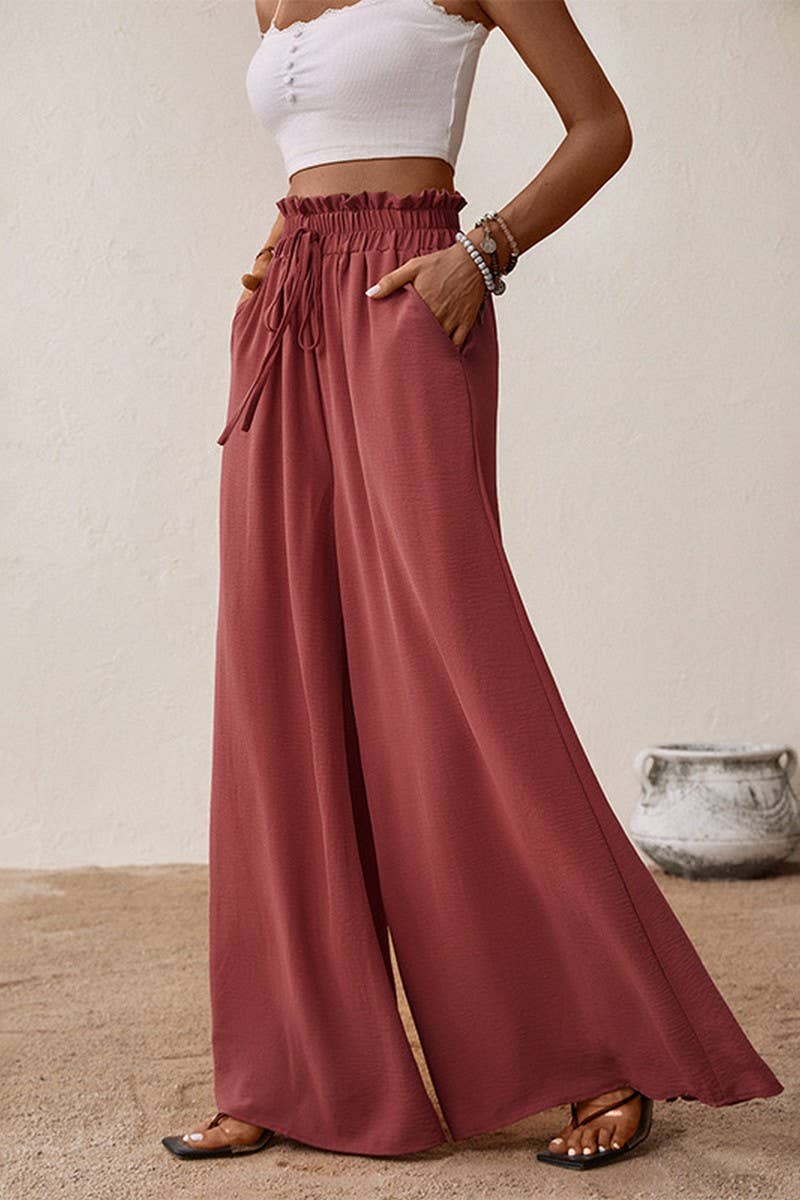 Lily Clothing - SOLID COLOR WIDE LEG FLARED PANTS_CWBLP0483