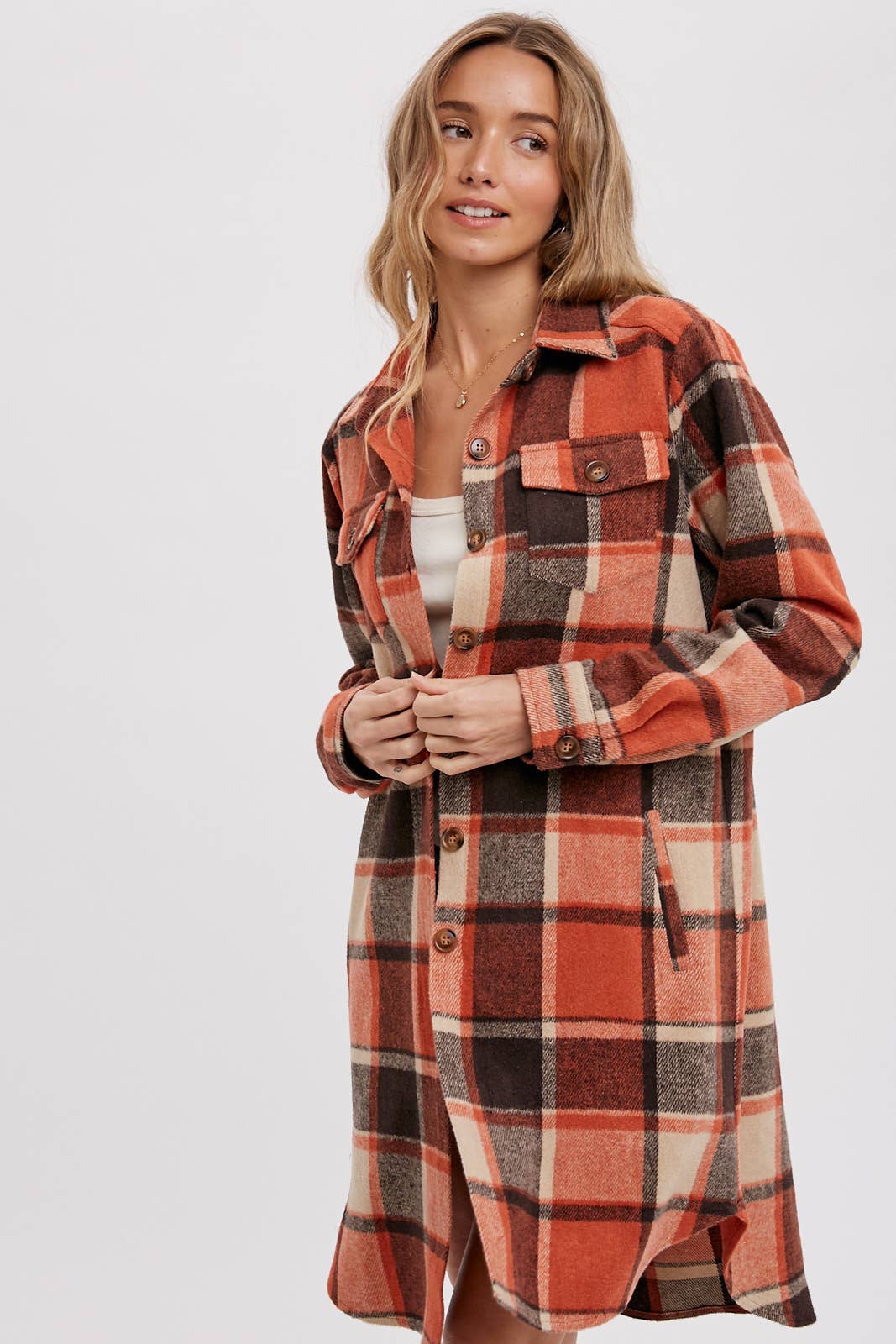 Bluivy - FLANNEL PLAID LONGLINE SHACKET