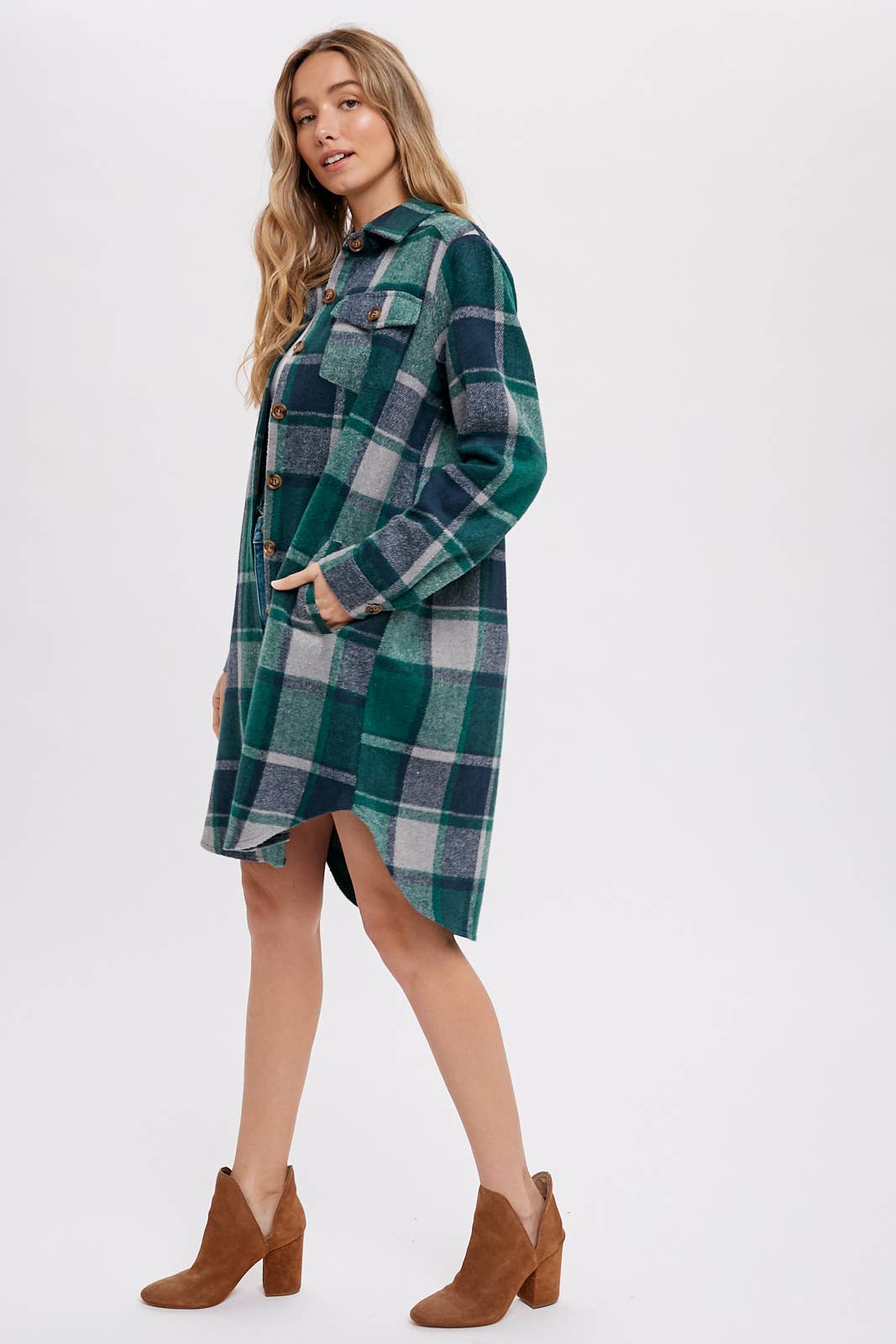 Bluivy - FLANNEL PLAID LONGLINE SHACKET