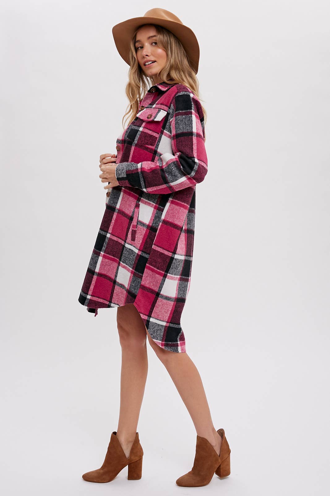 Bluivy - FLANNEL PLAID LONGLINE SHACKET