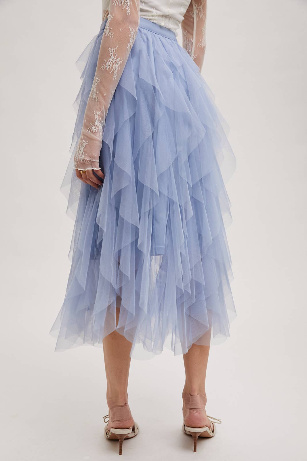 Bluivy - SPRIAL RUFFLED TULLE MIDI SKIRT