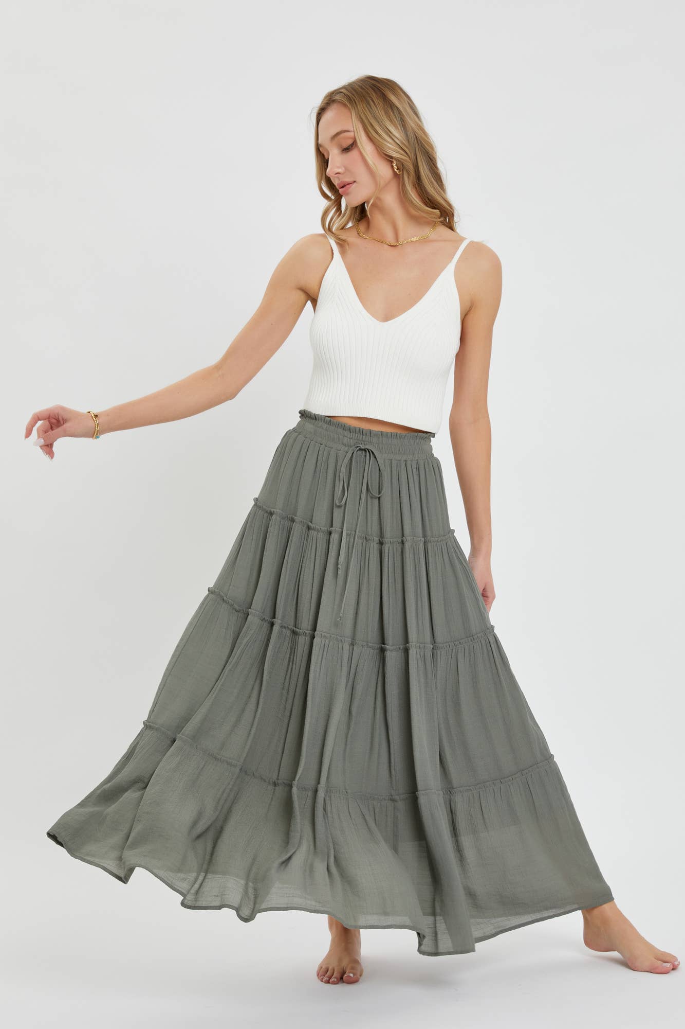 Sweet Lovely by Jen - BESTSELLER FLOWY TIERED MAXI  SKIRT