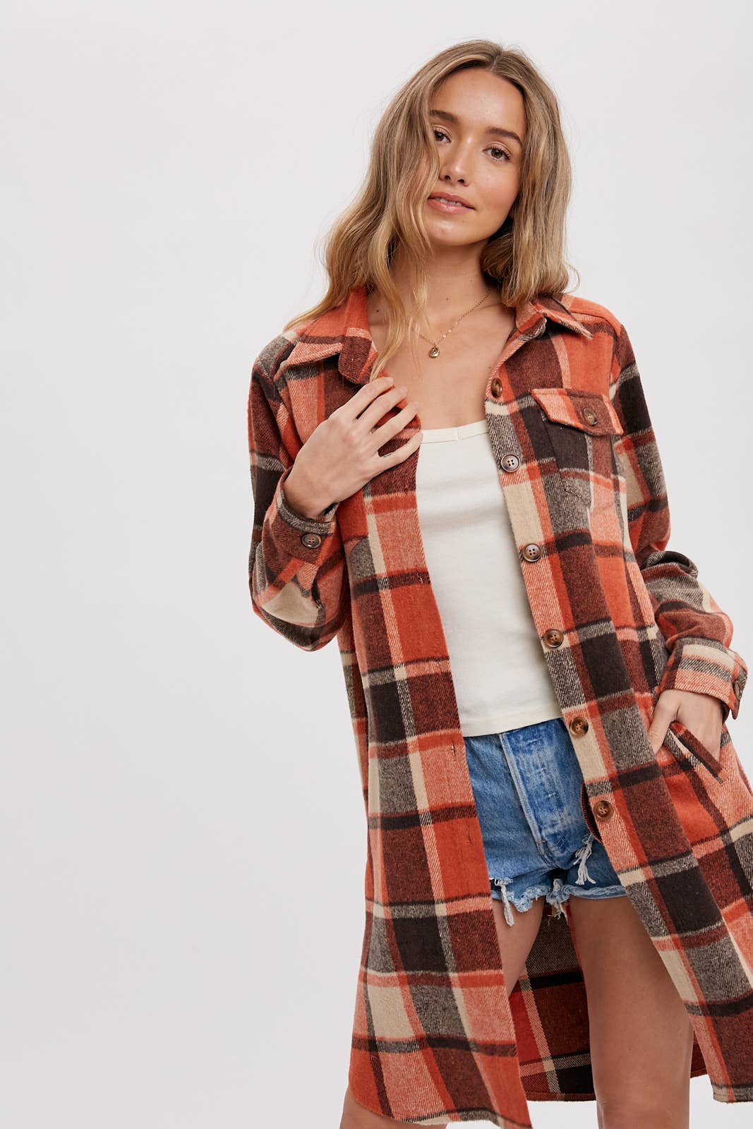 Bluivy - FLANNEL PLAID LONGLINE SHACKET